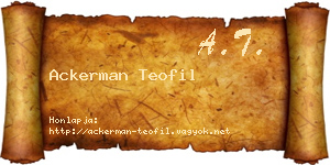 Ackerman Teofil névjegykártya